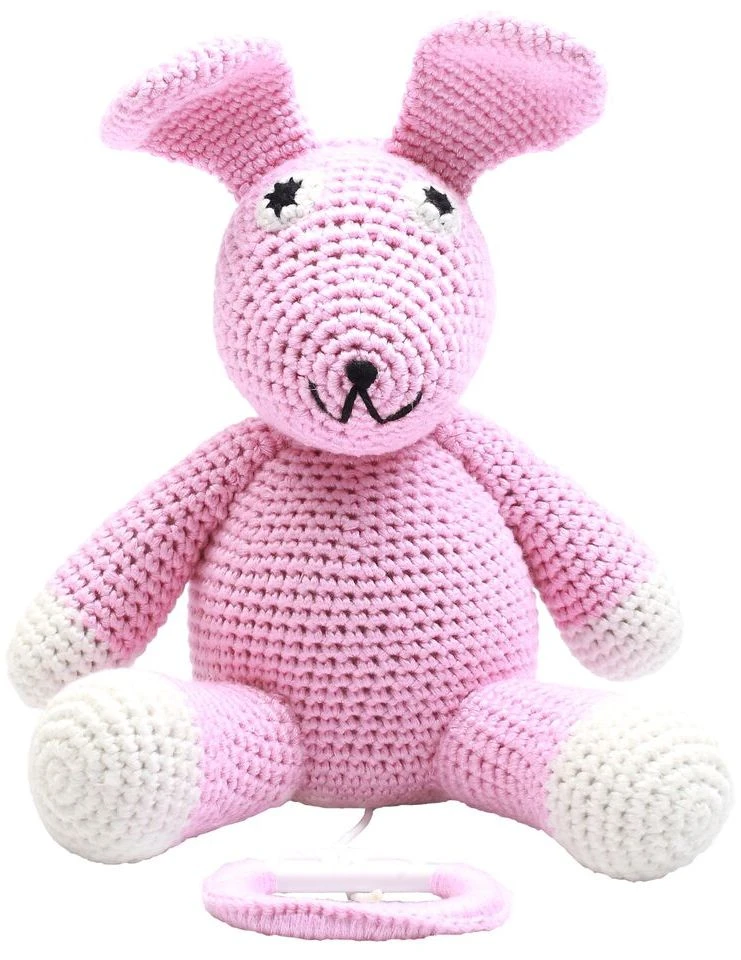 NatureZOO Gehäkelte Spieluhr, Hellrosa Kaninchen 3 NatureZOO Gehäkelte Spieluhr, Hellrosa Kaninchen