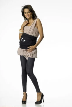 Elastisches Bauchband, Schwarz Mit Weissen Füssen