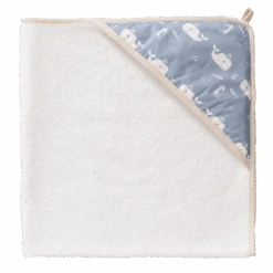 Fresk Baby Kapuzenbadetuch - Whale Blue