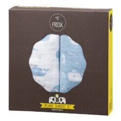 Fresk Muslin Swaddle Mulltuch 2er Pack - Wal Blau