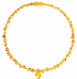 Amberos Bernsteinkette, Baroque Mit Anhänger Honig Gelb