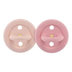 Hevea Bumi Bébé Naturkautschuk Schnuller 2er-Pack, Pink & Rose, Rund (3-36 Monate)