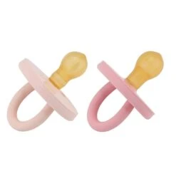 Hevea Bumi Bébé Naturkautschuk Schnuller 2er-Pack, Pink & Rose, Rund (3-36 Monate) -Bambino Store 28331 2