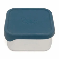 Petit Monkey Edelstahl Lunch Box Mit Silikon Deckel, Lucy Balsam Blue