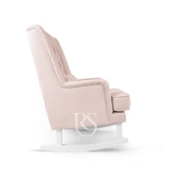Rocking Seats Schaukelstuhl Crystal Royal Rocker, Blush Rosa & Weißes Holz -Bambino Store 32442 1