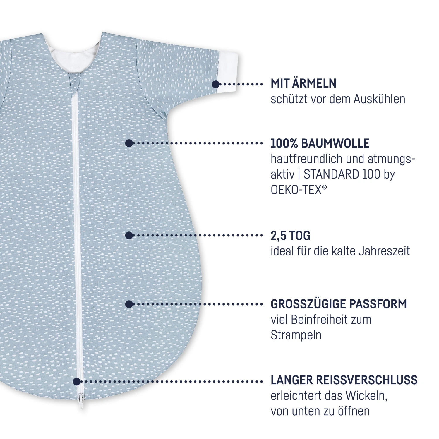 Julius Zöllner Winterschlafsack Jersey 86, Tiny Squares Greenery 5 Julius Zöllner Winterschlafsack Jersey 86, Tiny Squares Greenery – Bild 3