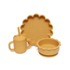 Petit Monkey Silikon Teller Mit Saugknopf Löwe, Ochre -Bambino Store 36338 4