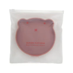 Petit Monkey Silikon Teller Mit Saugknopf Bär, Mahogany Rose -Bambino Store 36342 2