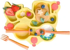 Constructive Eating Bagger Teller + Besteck, Gelb